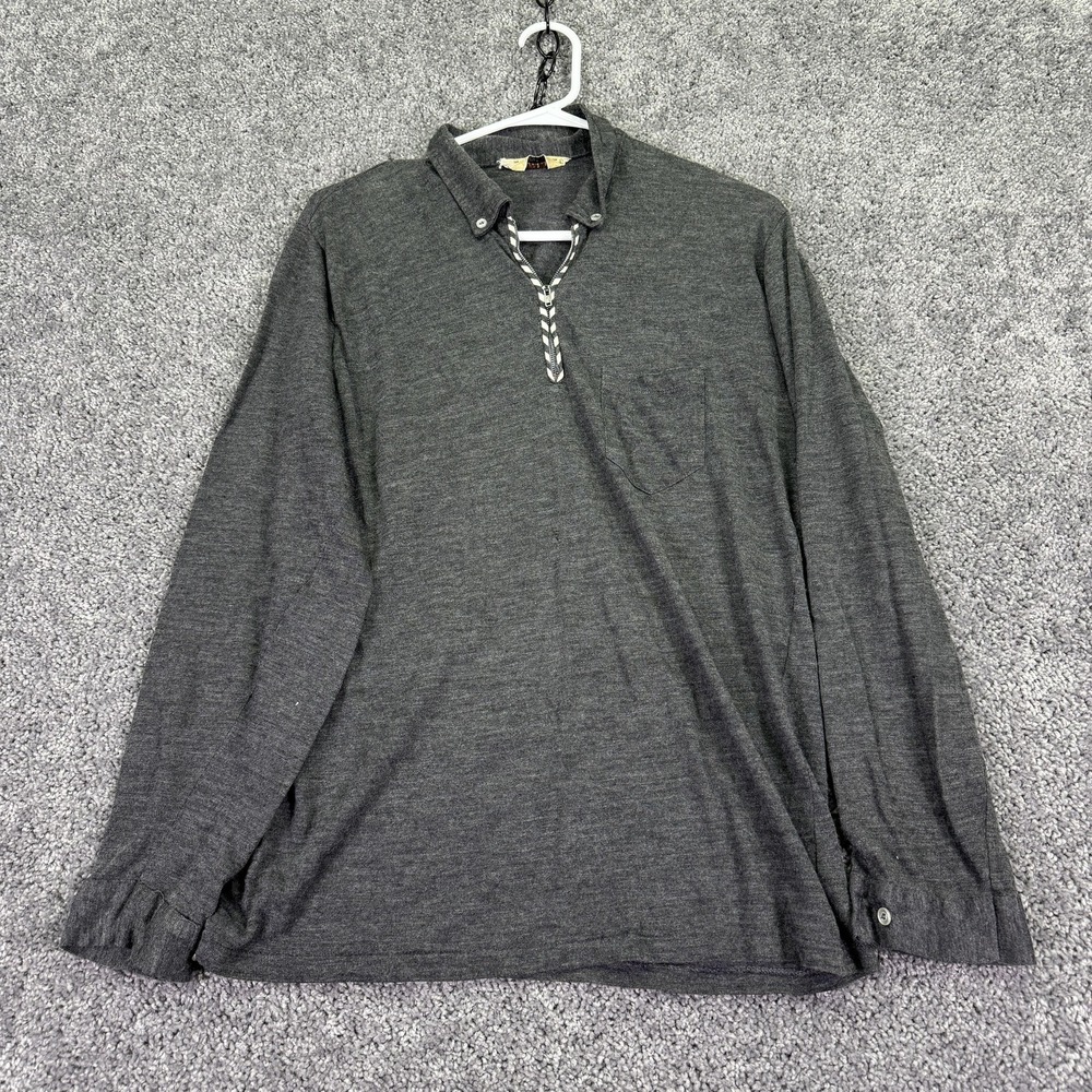 Vintage Campus Shirt Mens Large Gray Knit Collared 1/4 Zip Pullover Casual City